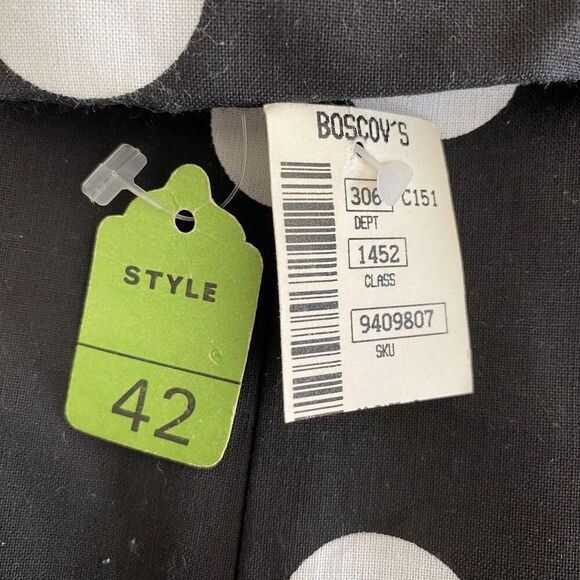 Vintage Joanna Blazer Womens 42 Black White Polka Dot Open Front Cotton USA 90s - Picture 7 of 7